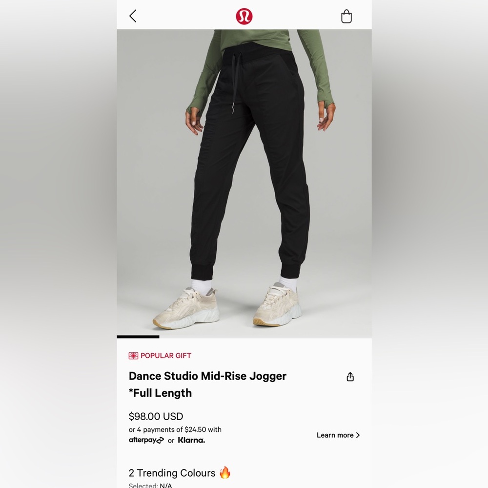 Lululemon dance studio mid rise jogger black